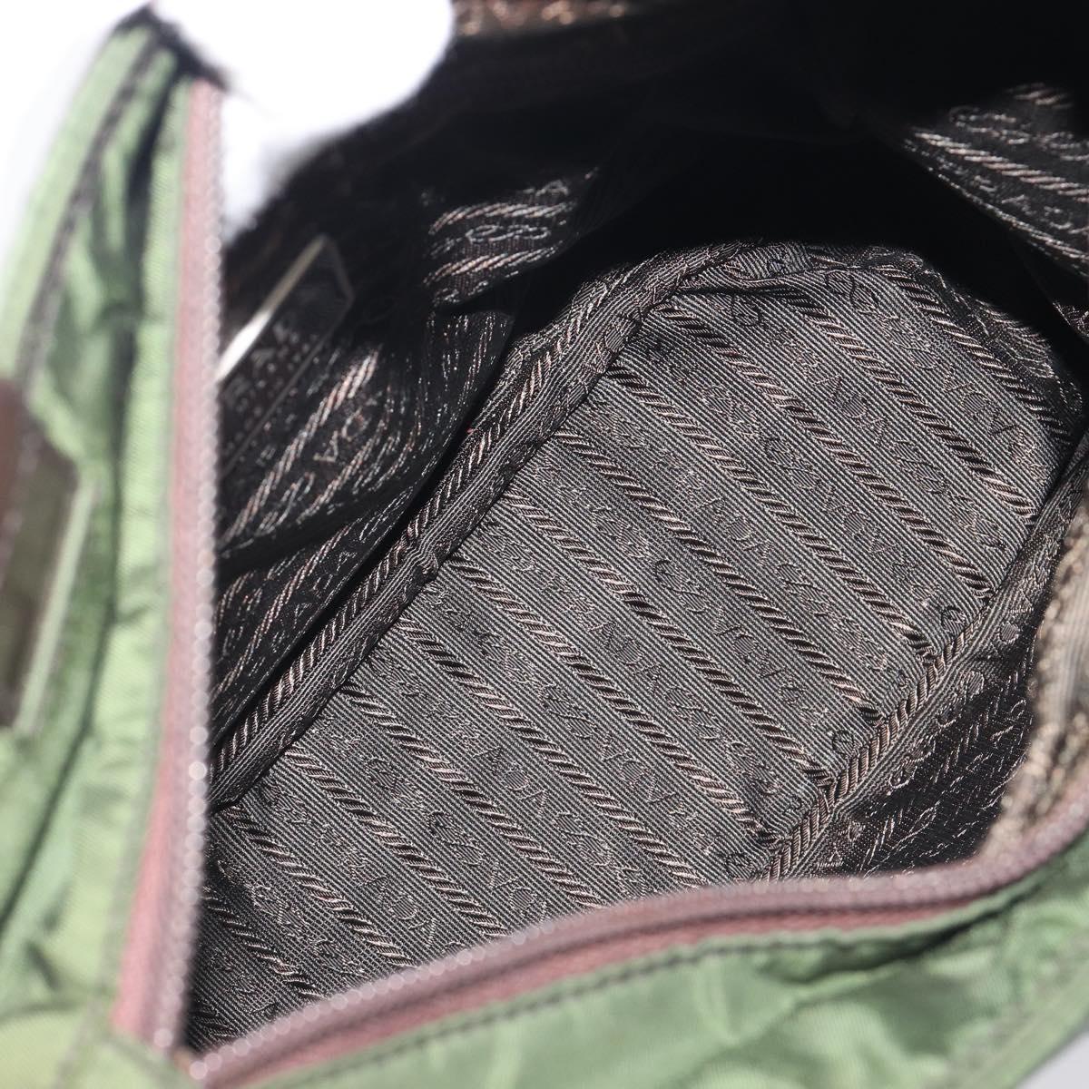 PRADA Hand Bag Nylon Green Auth 207896
