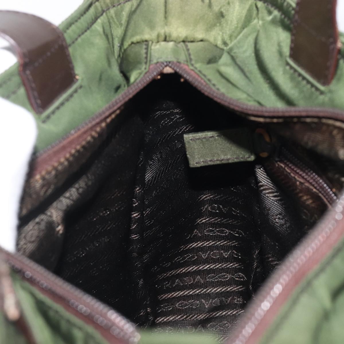 PRADA Hand Bag Nylon Green Auth 207896