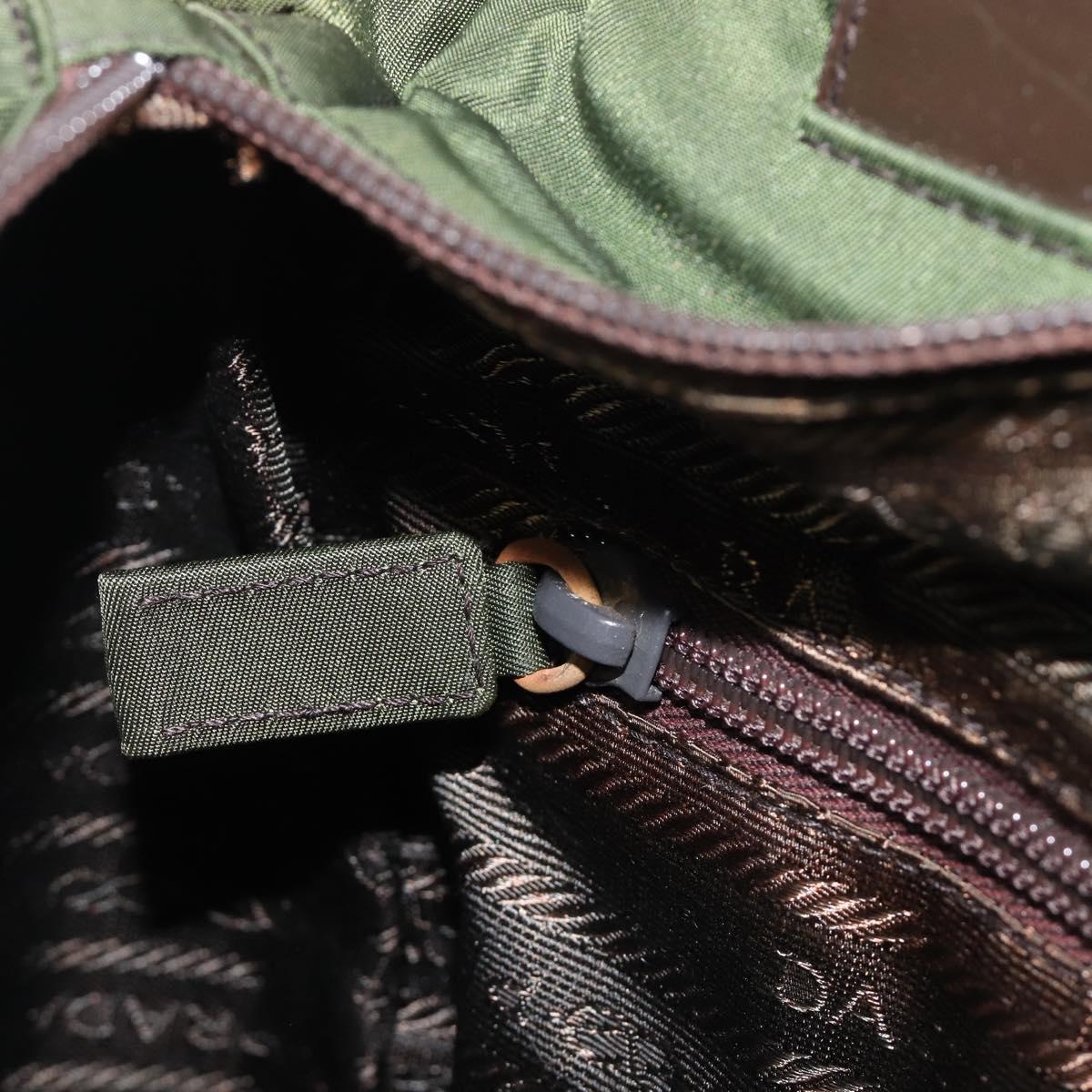 PRADA Hand Bag Nylon Green Auth 207896