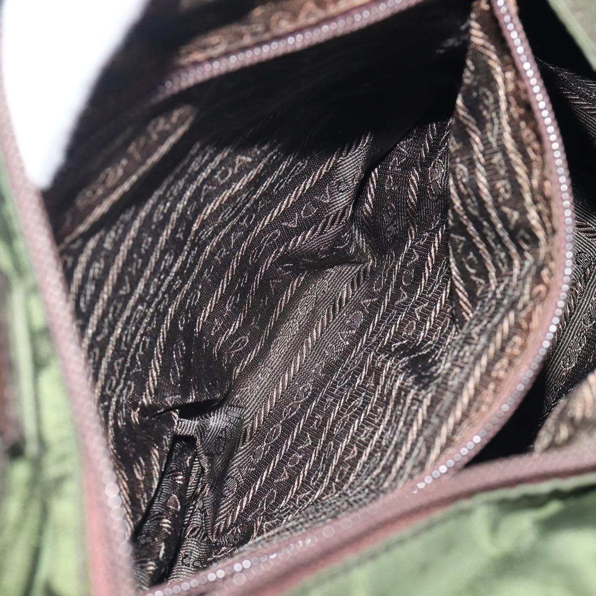 PRADA Hand Bag Nylon Green Auth 207896