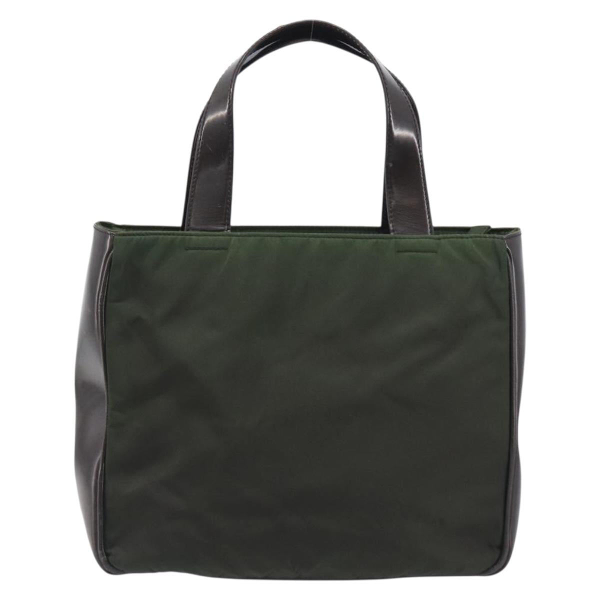PRADA Hand Bag Nylon Green Auth 207896