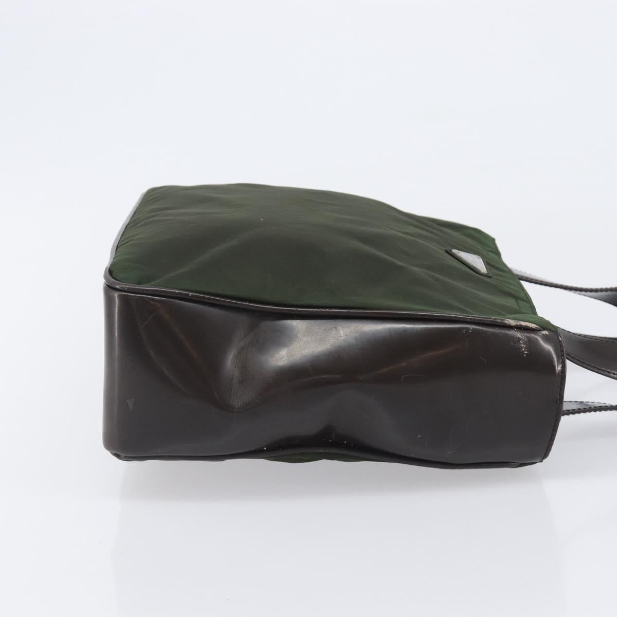 PRADA Hand Bag Nylon Green Auth 207896