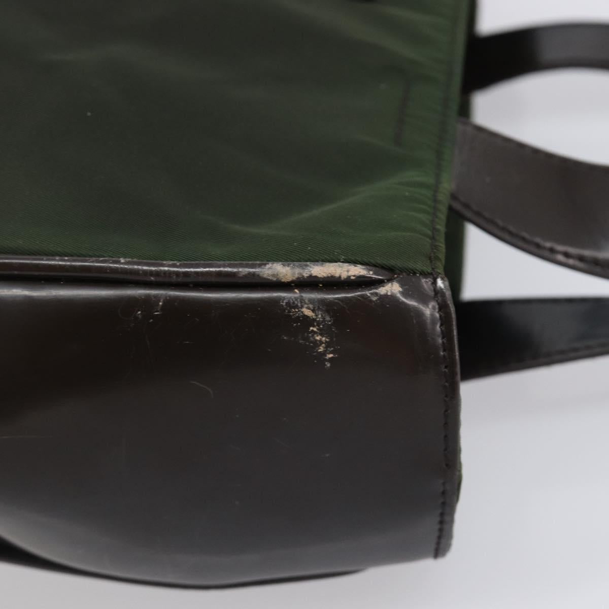 PRADA Hand Bag Nylon Green Auth 207896