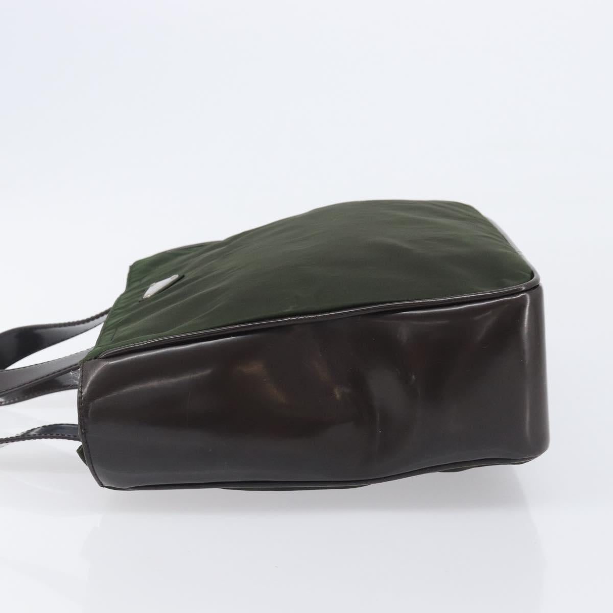 PRADA Hand Bag Nylon Green Auth 207896