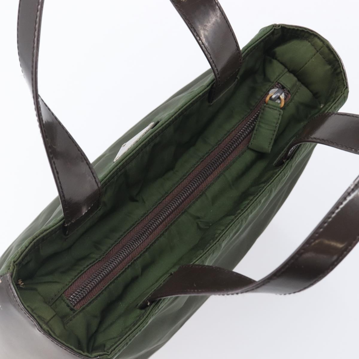 PRADA Hand Bag Nylon Green Auth 207896