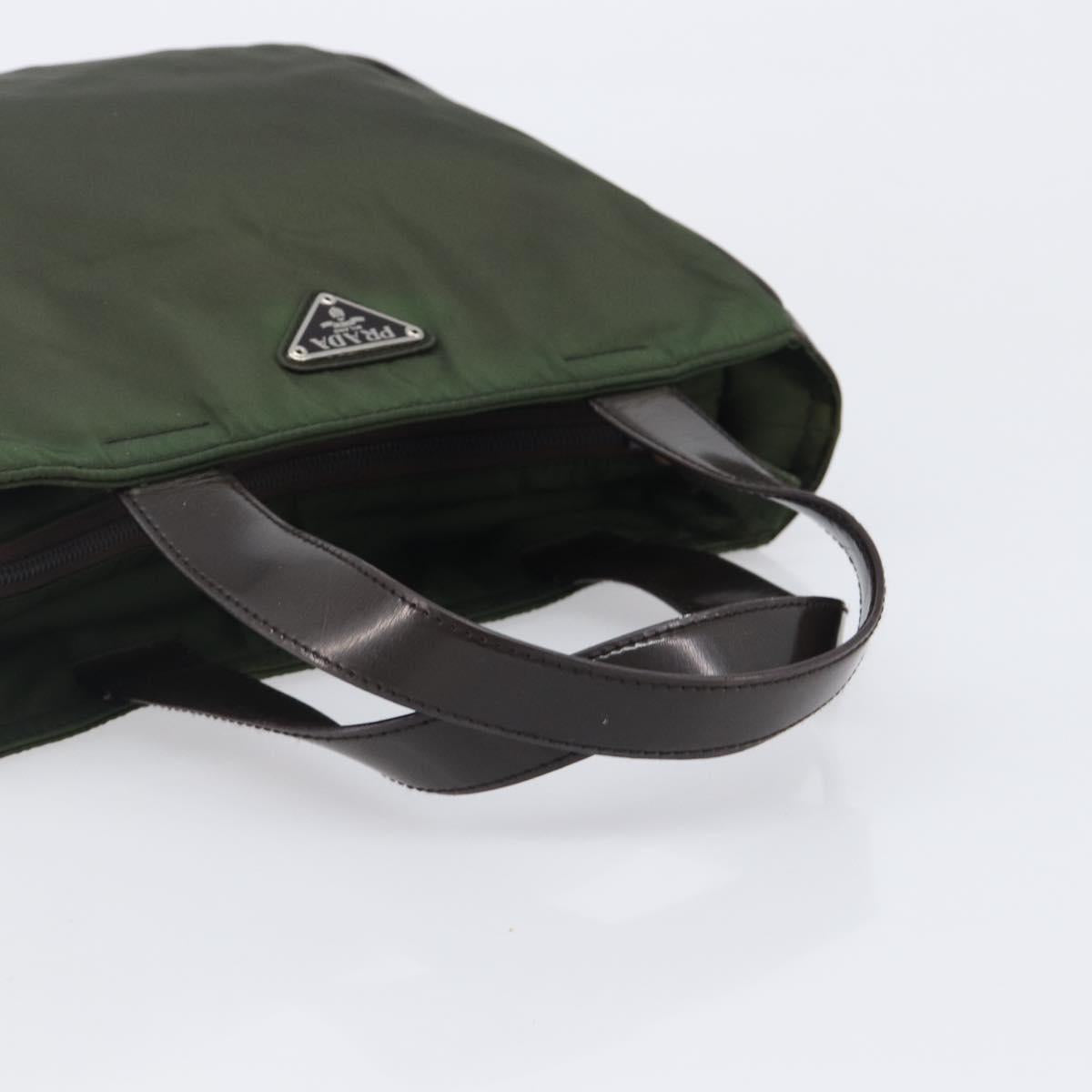 PRADA Hand Bag Nylon Green Auth 207896