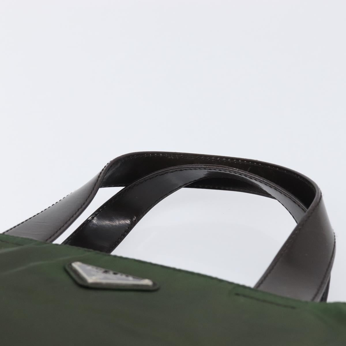 PRADA Hand Bag Nylon Green Auth 207896