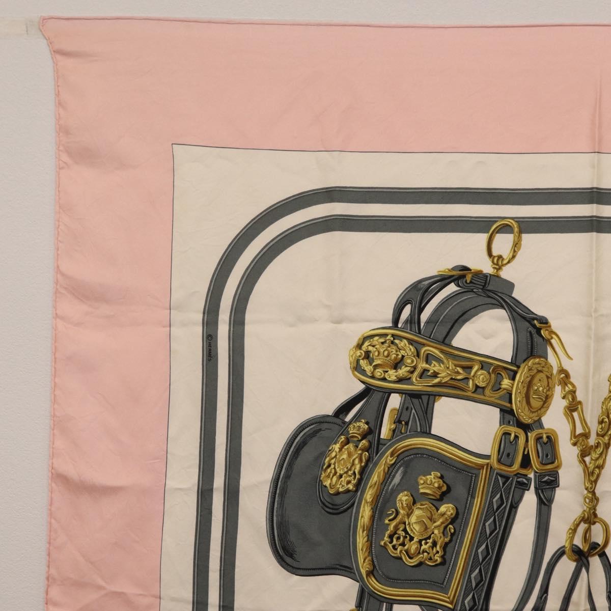 HERMES Carre 90 Scarf Silk Pink White ""Brides de Gala"" Auth 207903
