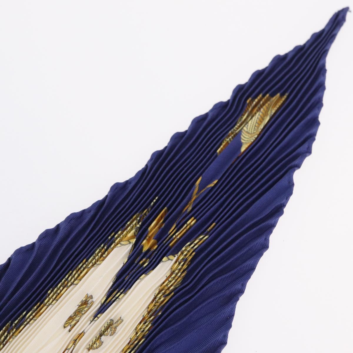 HERMES Pleated Carre 90 ""VUE DU CARROSSE DE LA GALERE LA REALE"" Auth 207905