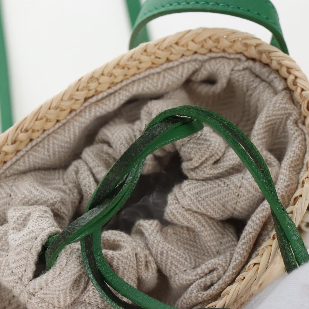 LOEWE Shoulder Bag Raffia Beige Green Auth 207914M