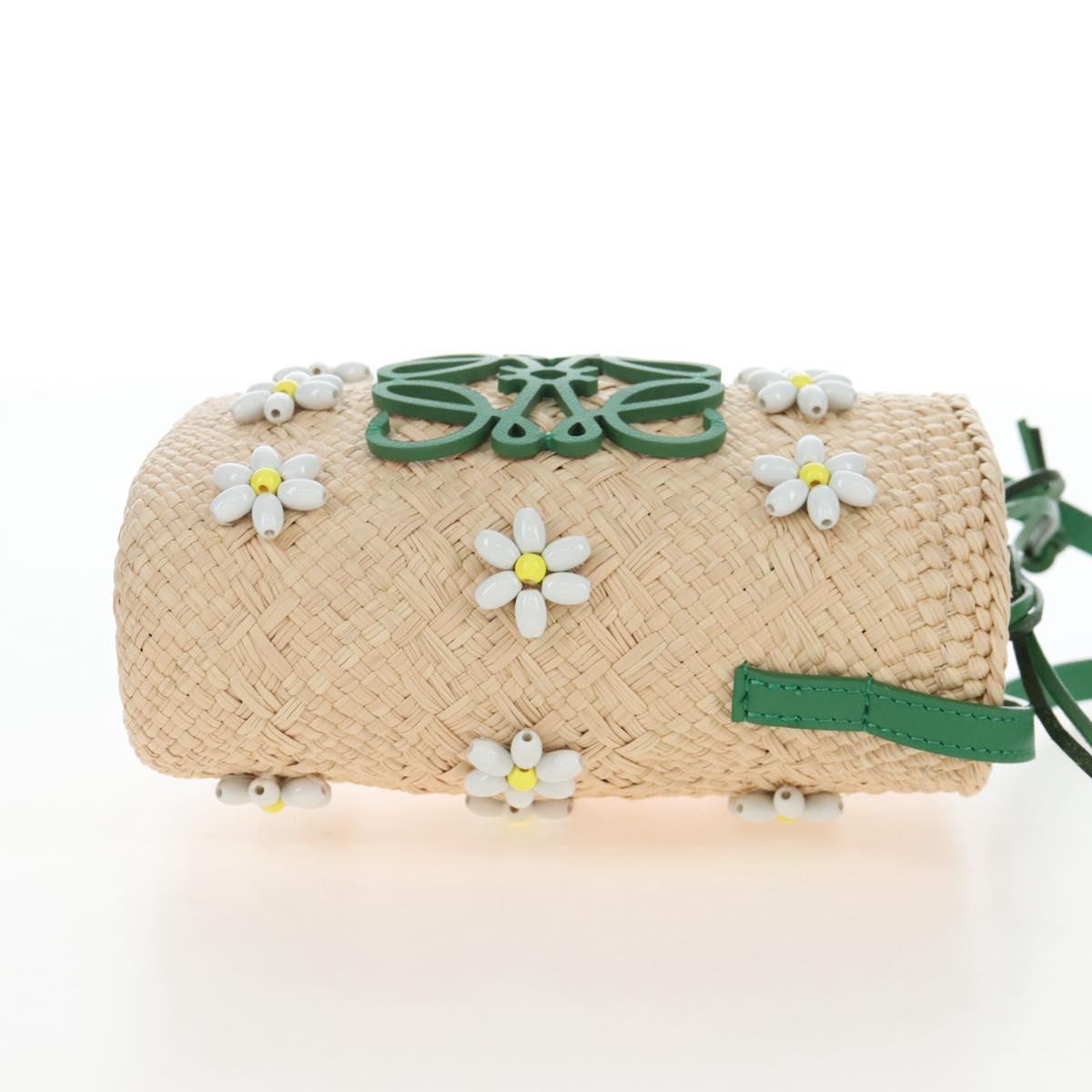 LOEWE Shoulder Bag Raffia Beige Green Auth 207914M