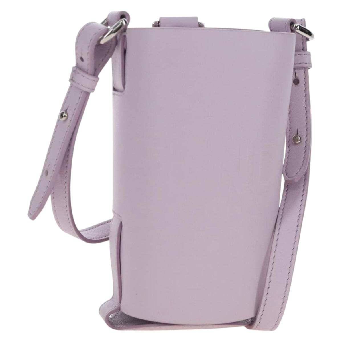 FENDI Bottle Holder Pouch Leather Lavende Silver 7AS022 Auth 207915M