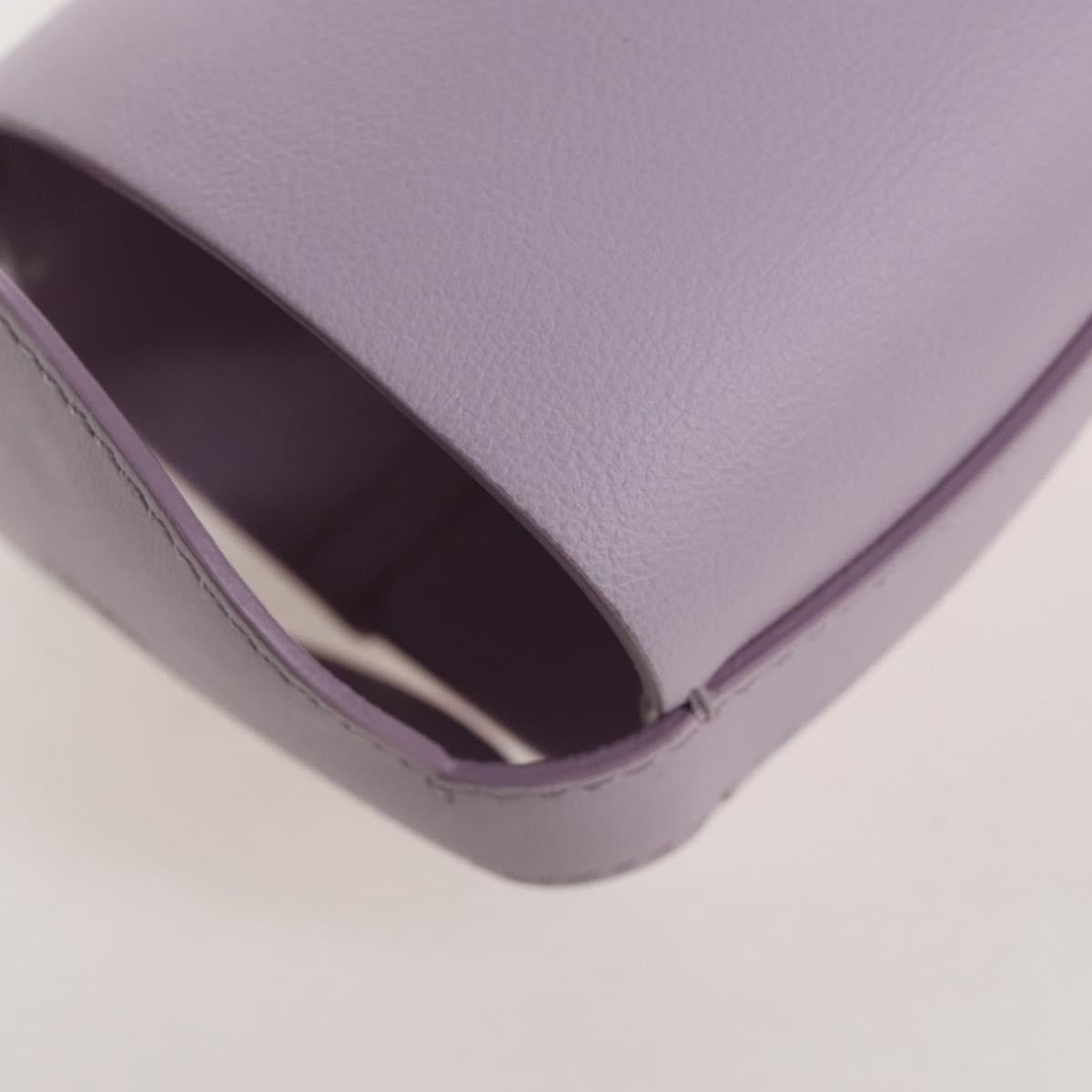 FENDI Bottle Holder Pouch Leather Lavende Silver 7AS022 Auth 207915M