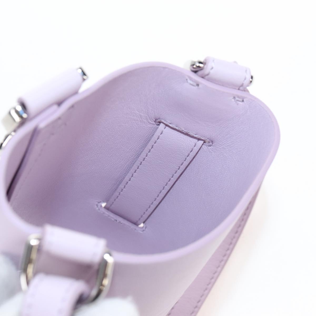 FENDI Bottle Holder Pouch Leather Lavende Silver 7AS022 Auth 207915M
