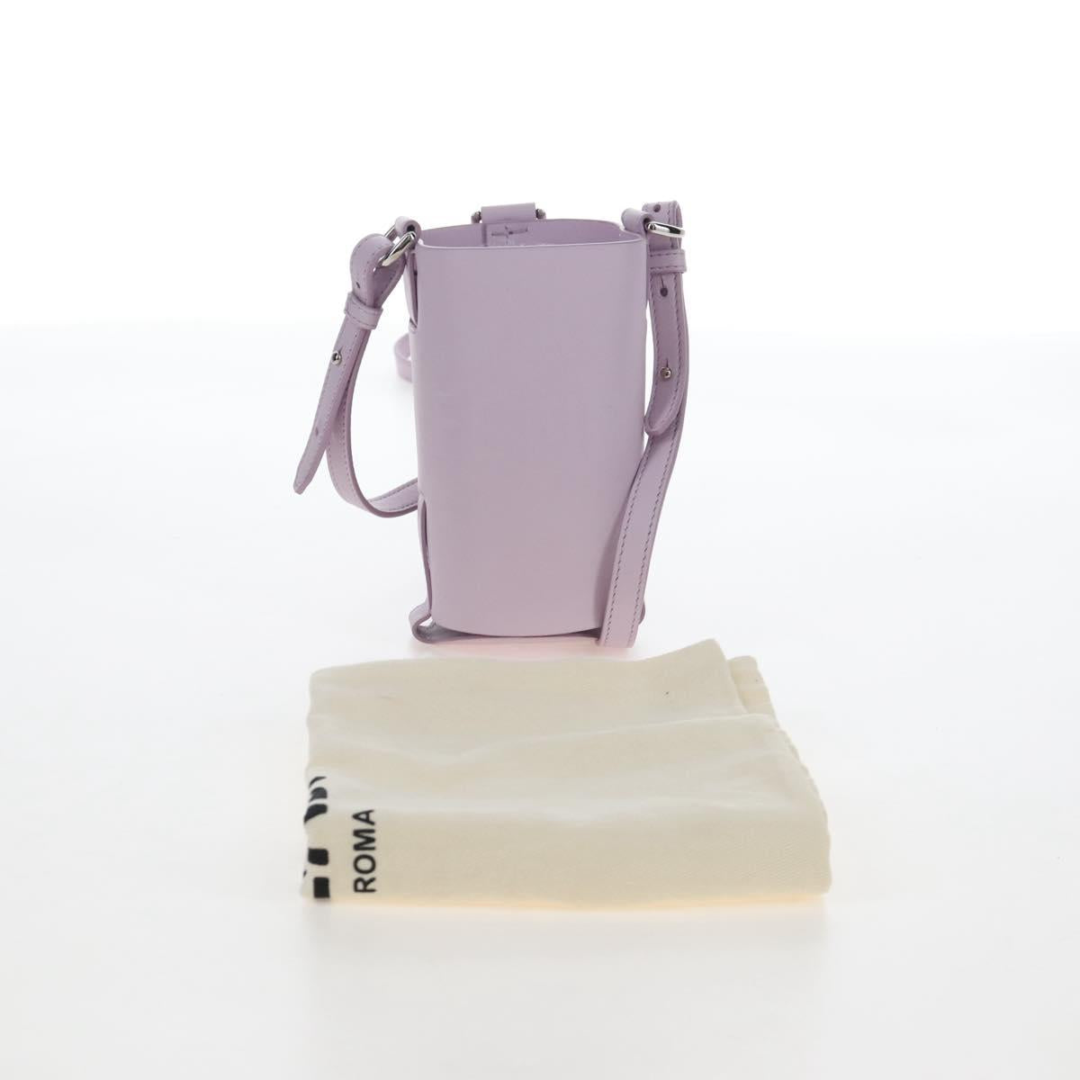 FENDI Bottle Holder Pouch Leather Lavende Silver 7AS022 Auth 207915M