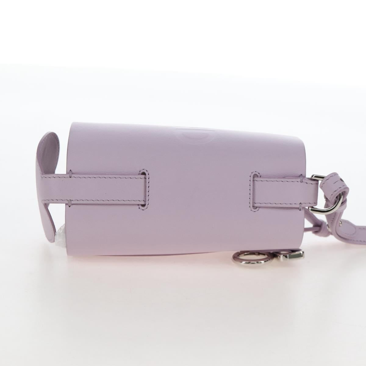 FENDI Bottle Holder Pouch Leather Lavende Silver 7AS022 Auth 207915M