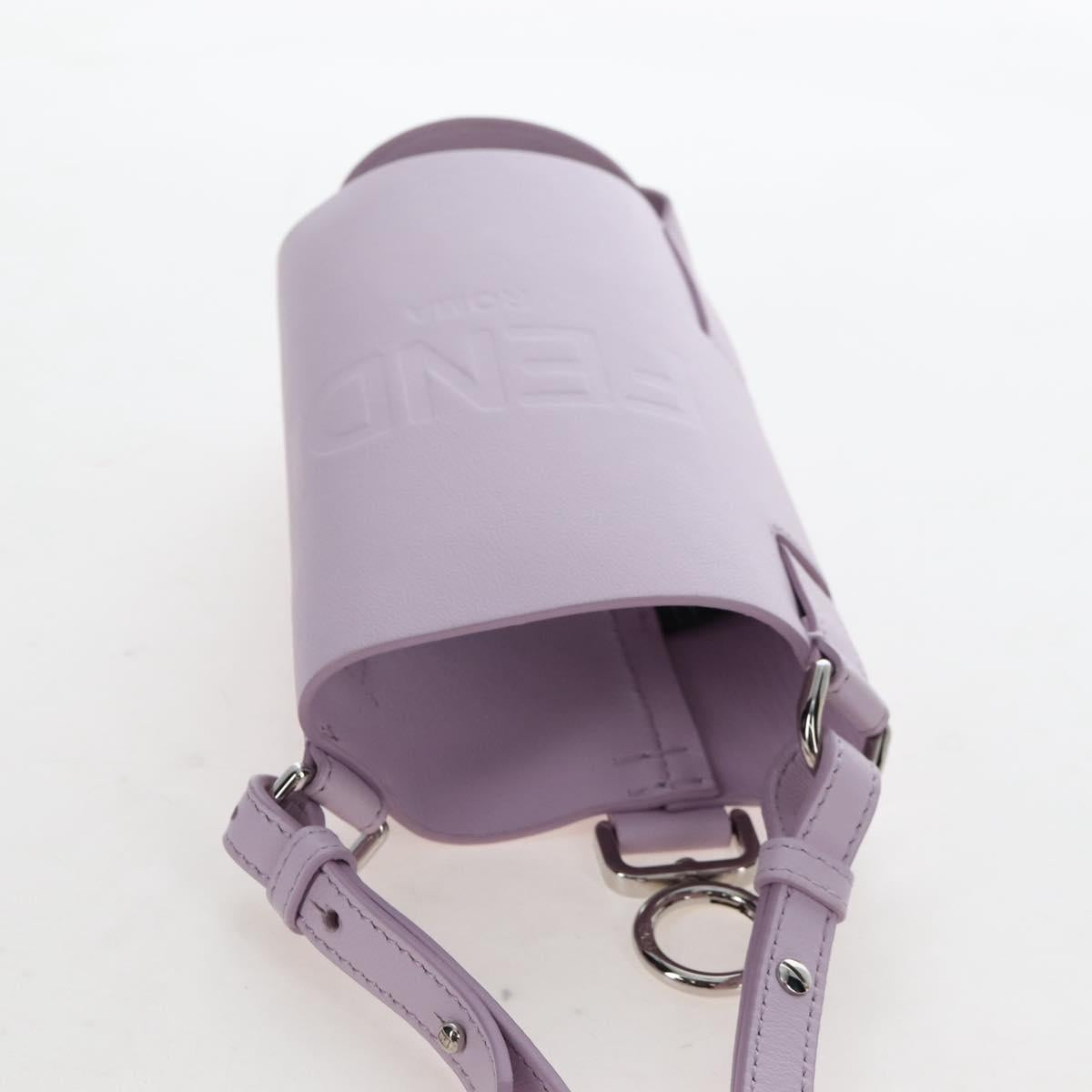 FENDI Bottle Holder Pouch Leather Lavende Silver 7AS022 Auth 207915M