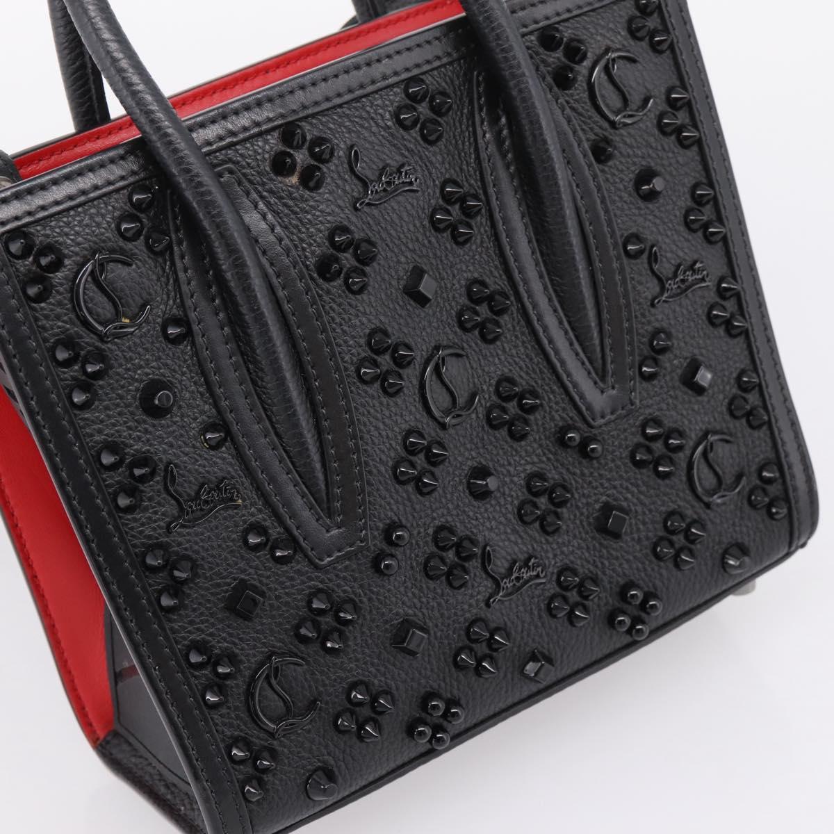 Christian Louboutin Hand Bag Leather 2way Black Red Auth 207916A