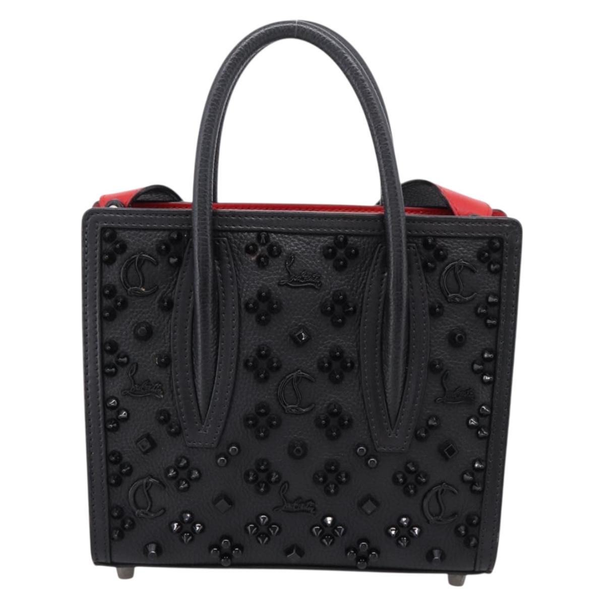 Christian Louboutin Hand Bag Leather 2way Black Red Auth 207916A