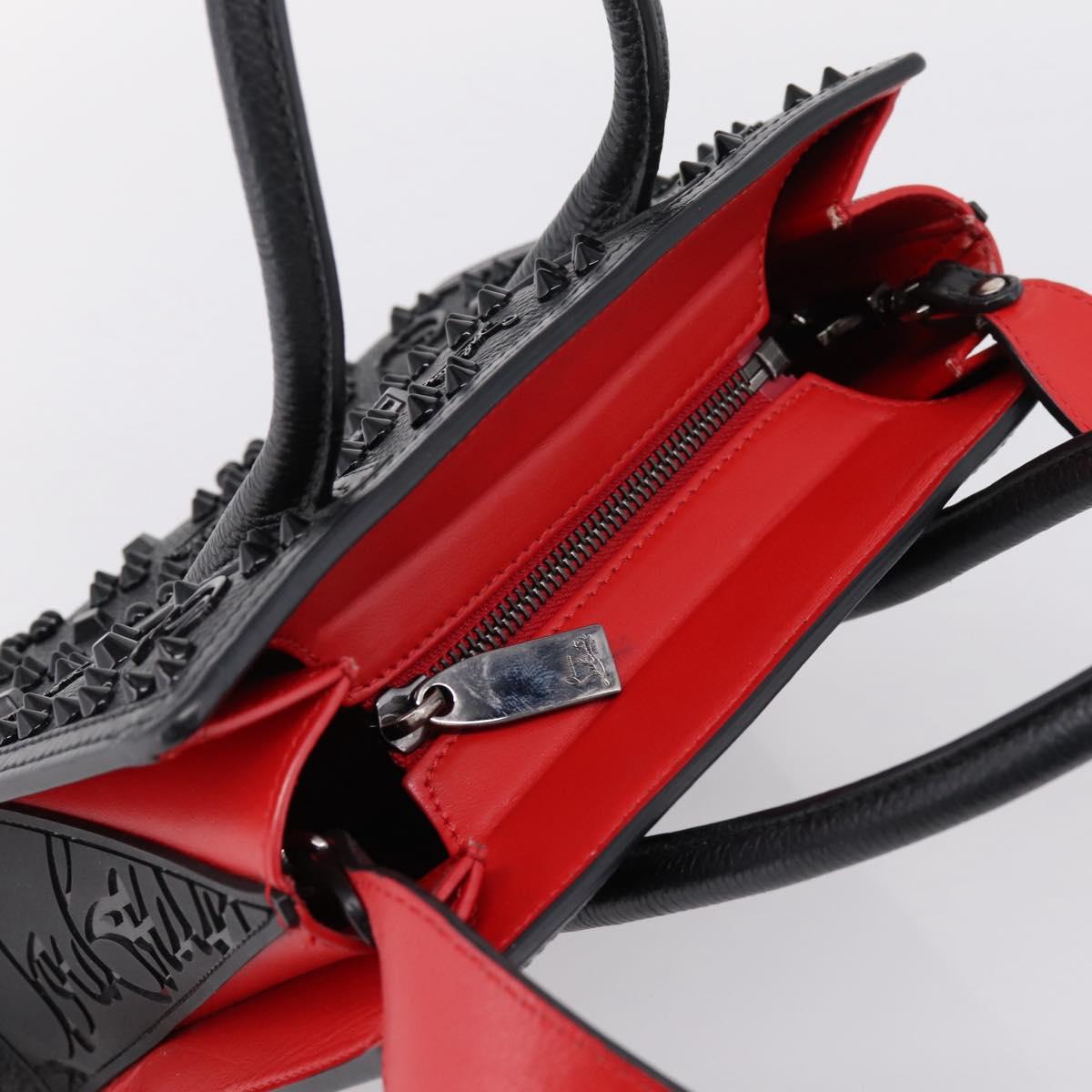 Christian Louboutin Hand Bag Leather 2way Black Red Auth 207916A