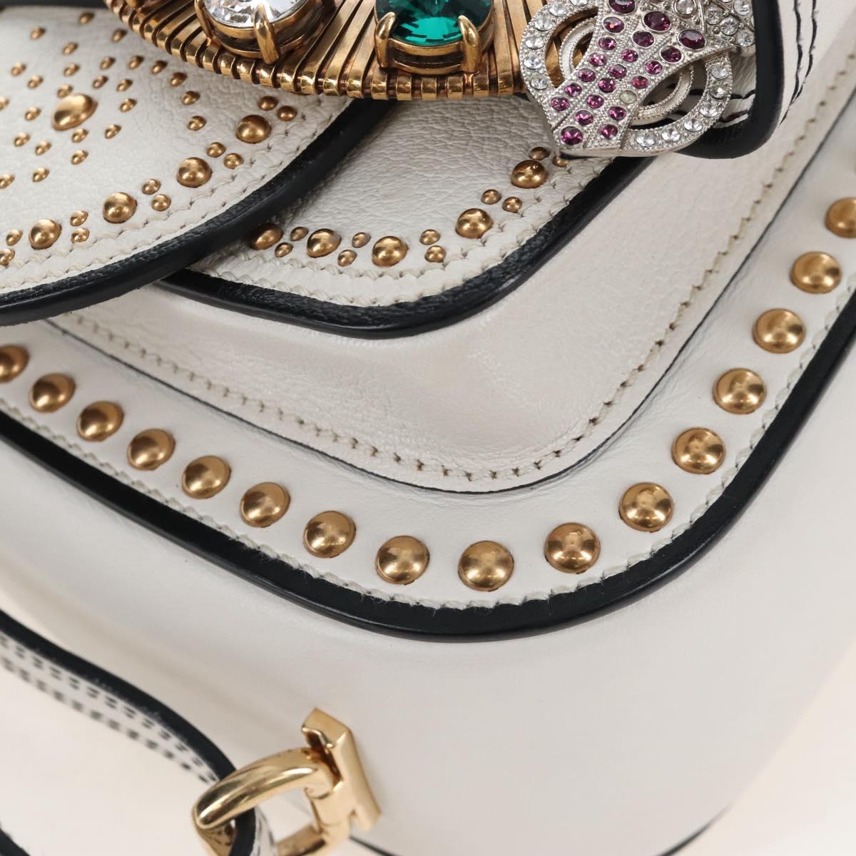 Miu Miu Shoulder Bag Leather White Gold Auth 207918M