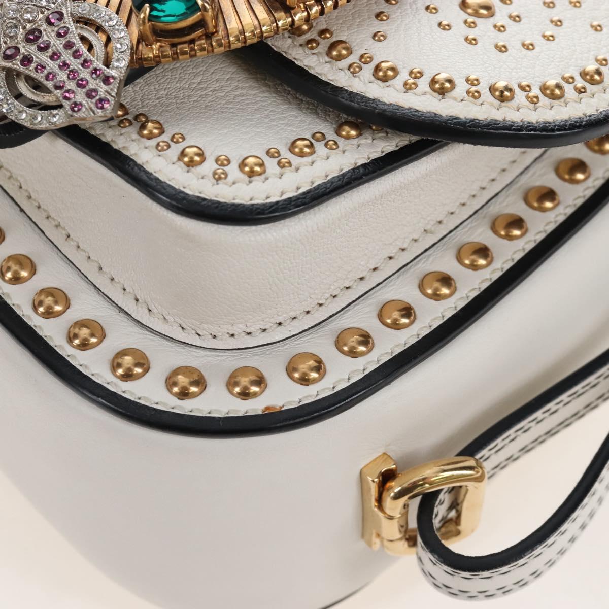 Miu Miu Shoulder Bag Leather White Gold Auth 207918M