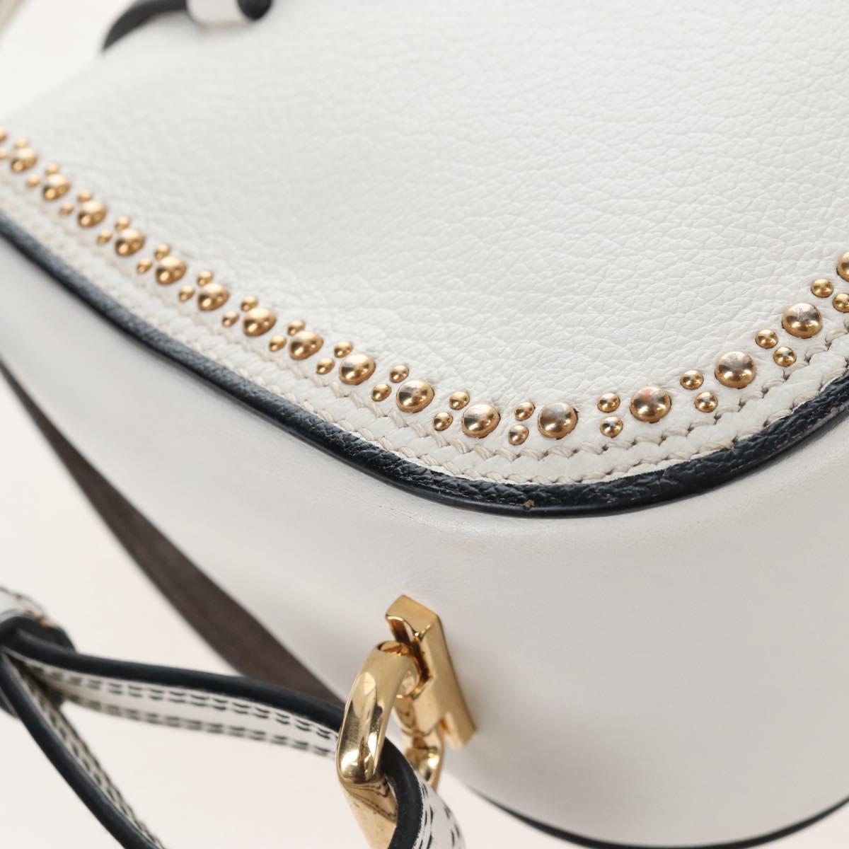 Miu Miu Shoulder Bag Leather White Gold Auth 207918M