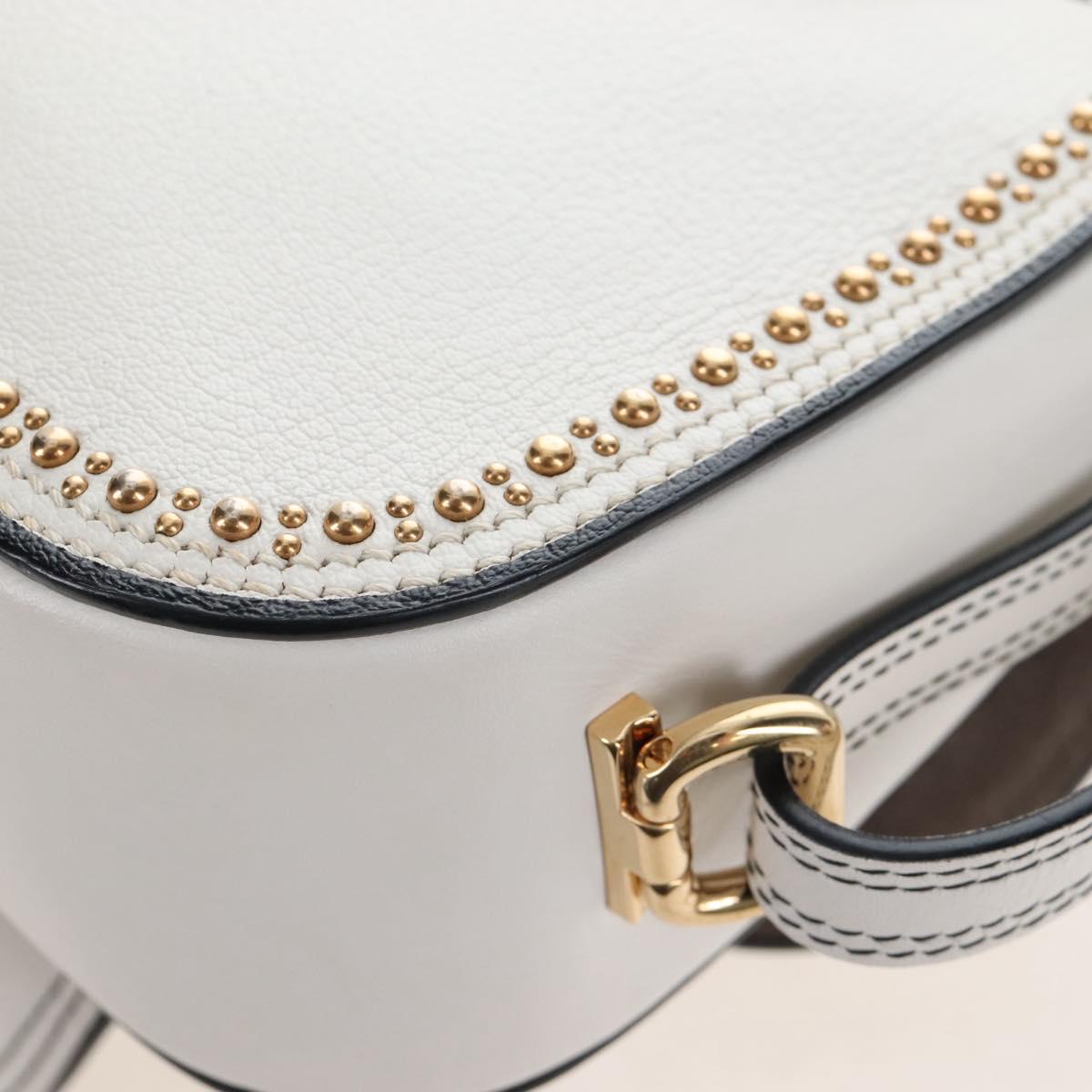 Miu Miu Shoulder Bag Leather White Gold Auth 207918M