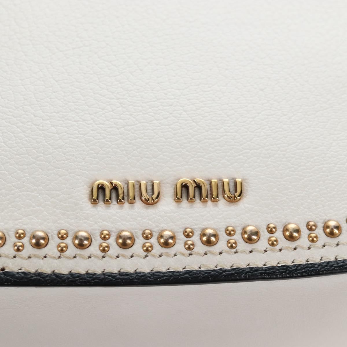 Miu Miu Shoulder Bag Leather White Gold Auth 207918M