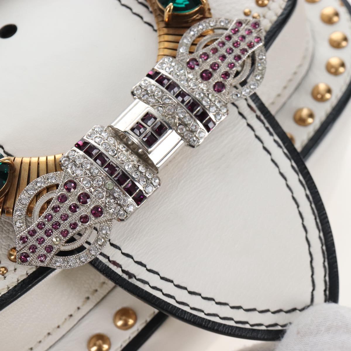 Miu Miu Shoulder Bag Leather White Gold Auth 207918M