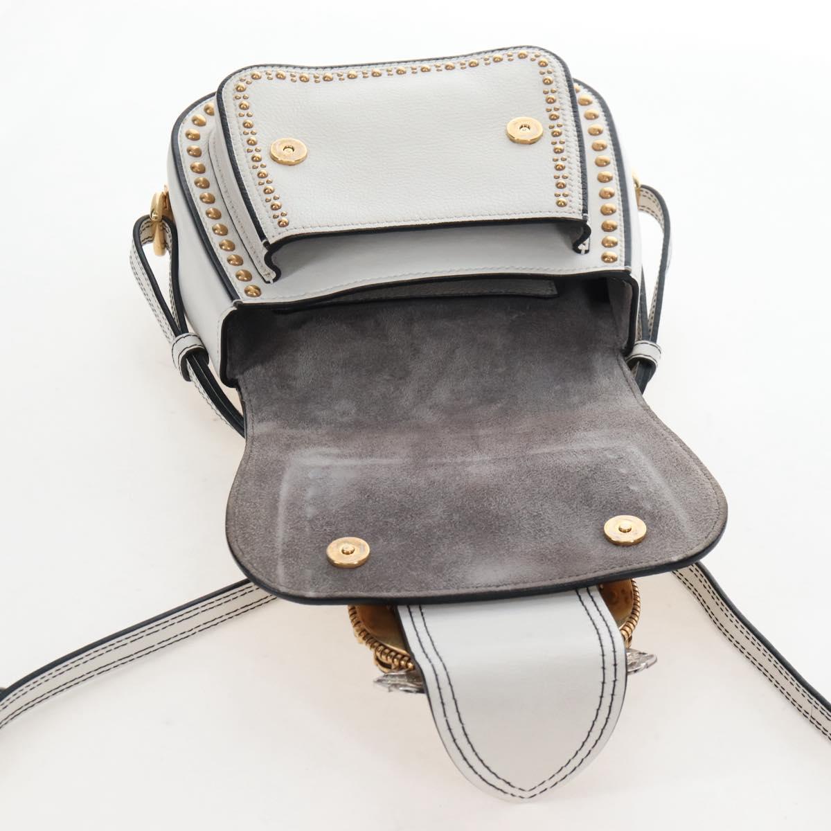 Miu Miu Shoulder Bag Leather White Gold Auth 207918M