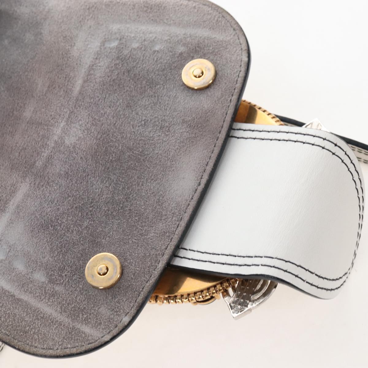 Miu Miu Shoulder Bag Leather White Gold Auth 207918M