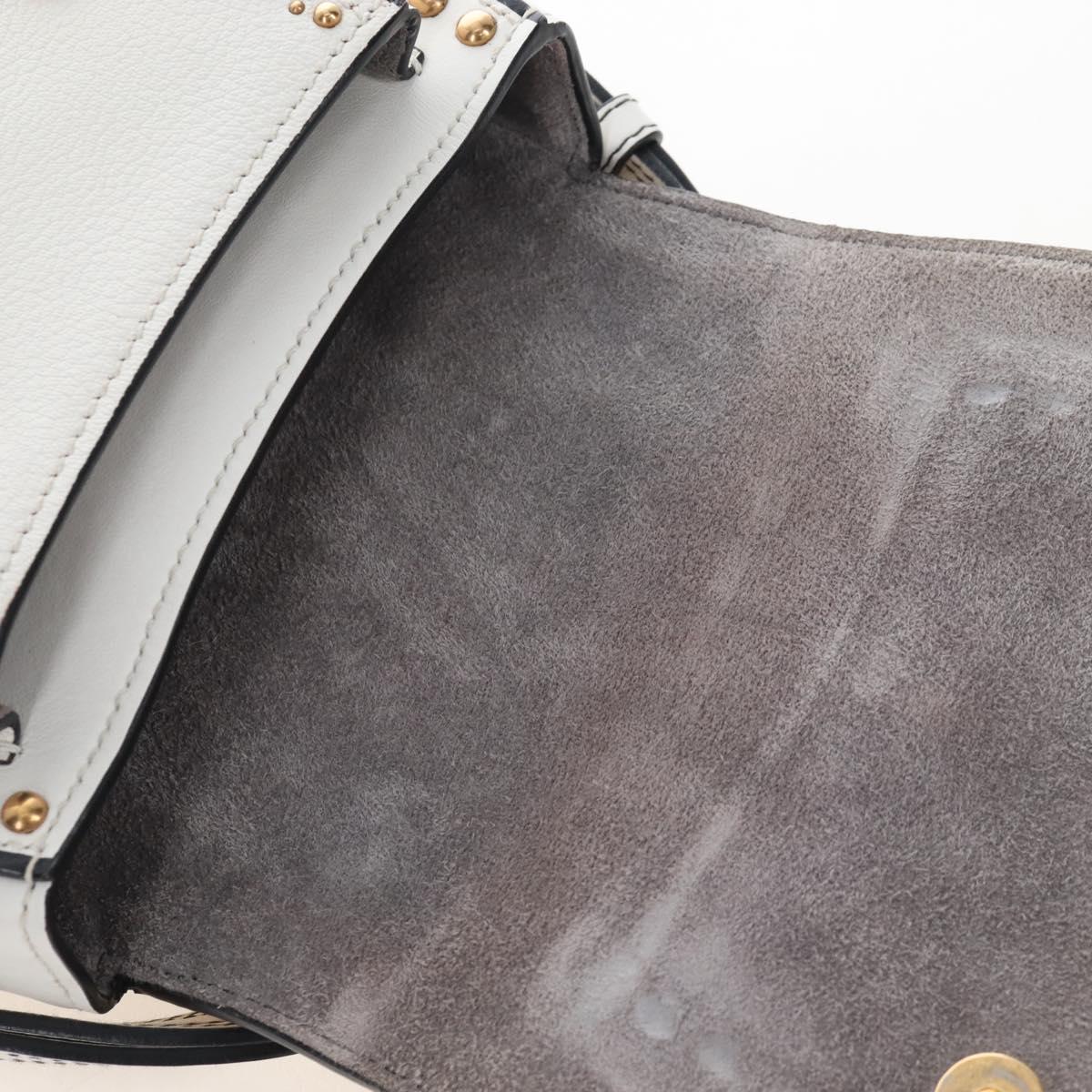 Miu Miu Shoulder Bag Leather White Gold Auth 207918M