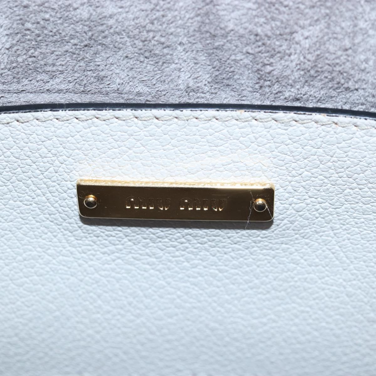 Miu Miu Shoulder Bag Leather White Gold Auth 207918M