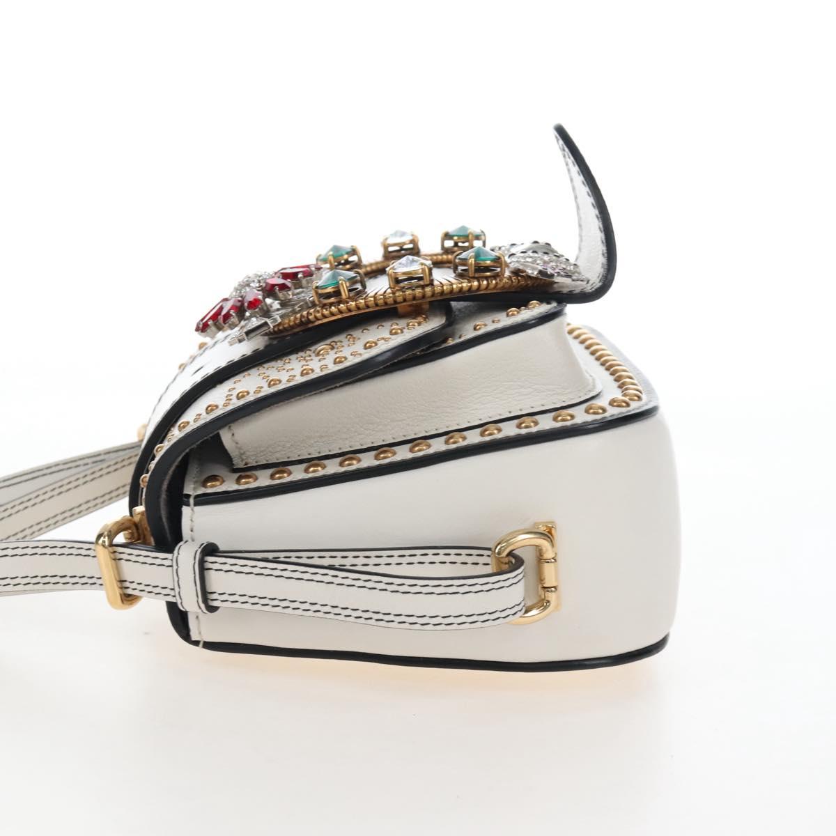 Miu Miu Shoulder Bag Leather White Gold Auth 207918M
