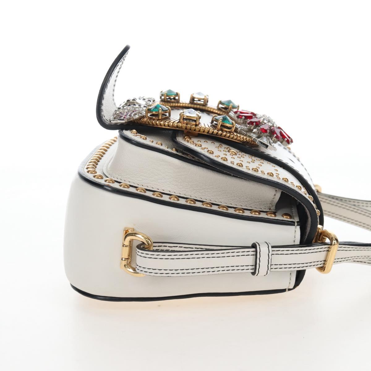Miu Miu Shoulder Bag Leather White Gold Auth 207918M