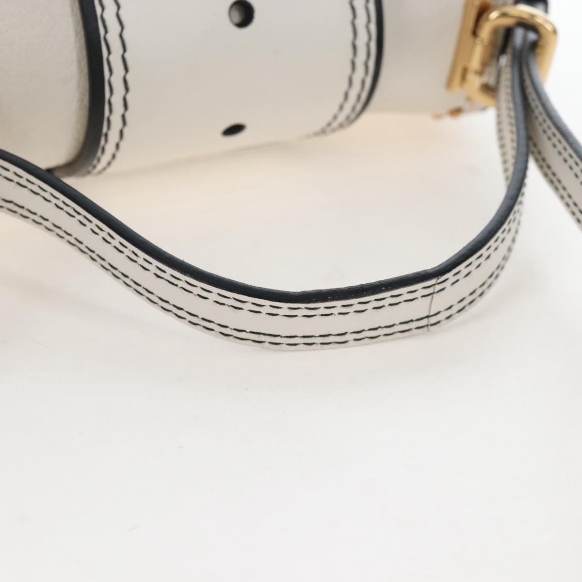 Miu Miu Shoulder Bag Leather White Gold Auth 207918M