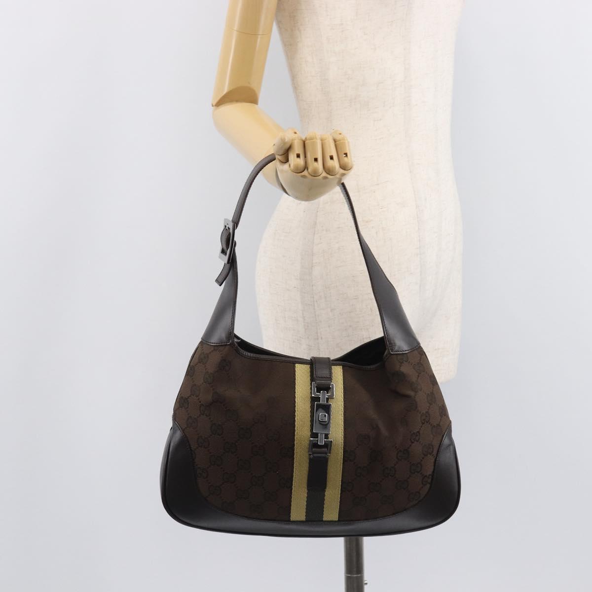 GUCCI GG Canvas Jackie Shoulder Bag Brown 00963 Auth 207923A