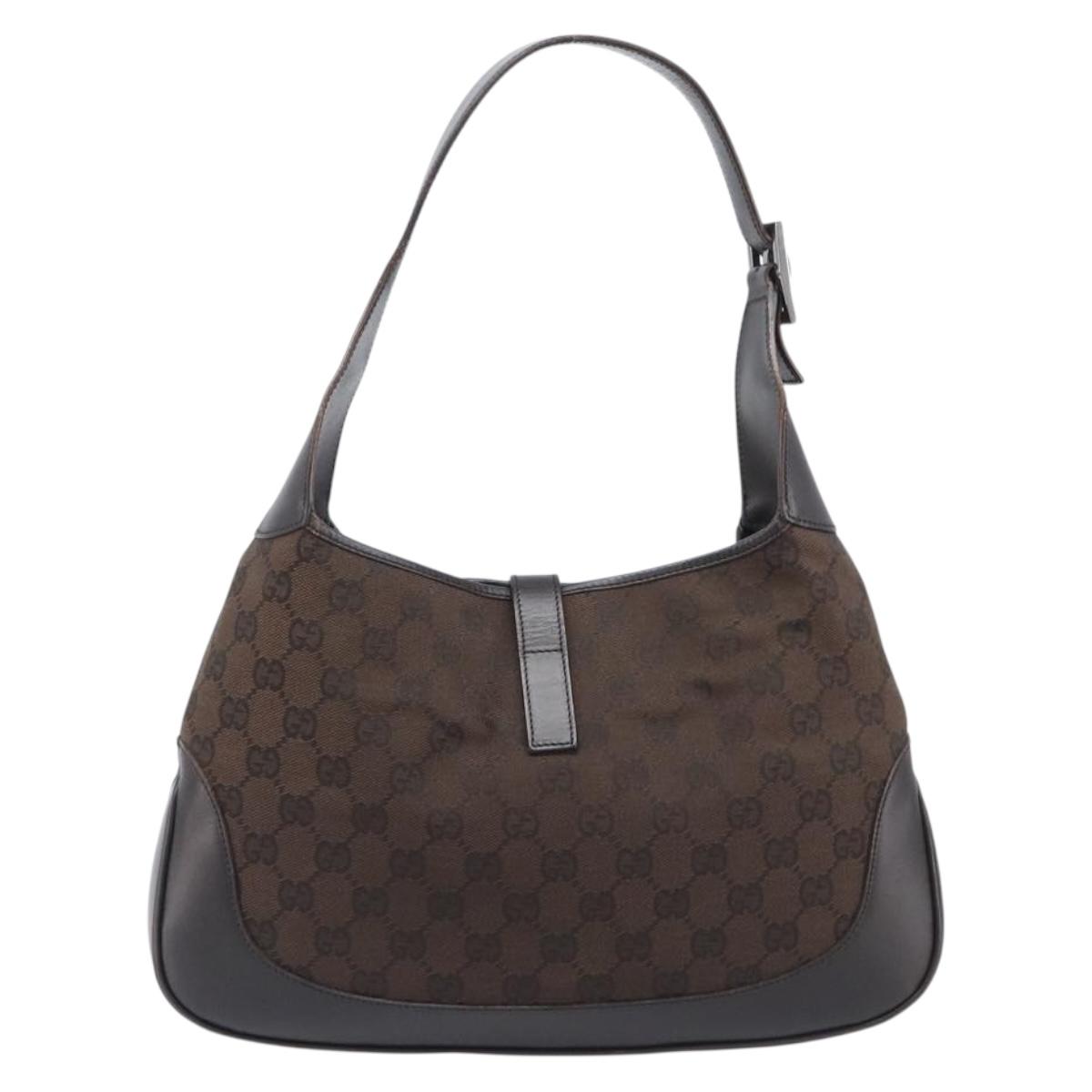GUCCI GG Canvas Jackie Shoulder Bag Brown 00963 Auth 207923A