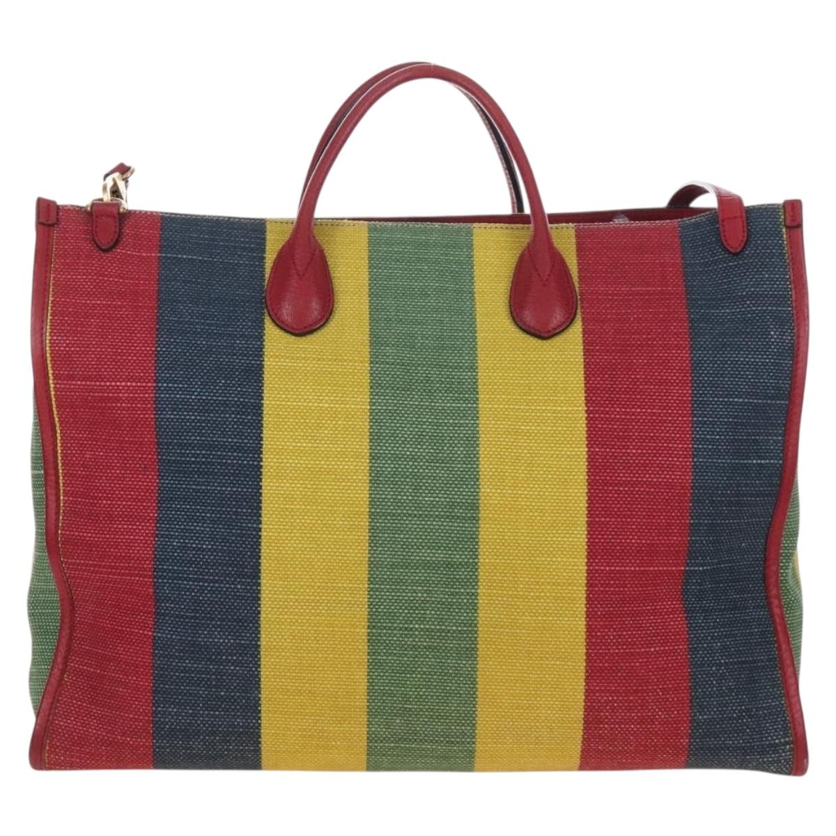 GUCCI Baiadera Hand Bag Canvas 2way Multicolor Gold Tone 630358 Auth 207925M