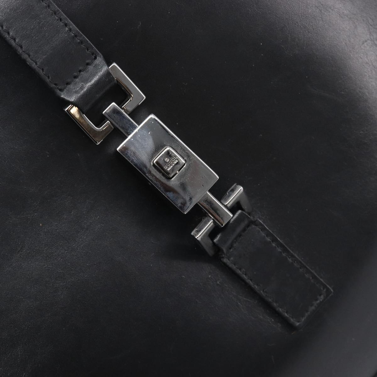 GUCCI Jackie Shoulder Bag Leather Black Silver 001 3346 Auth 207926A