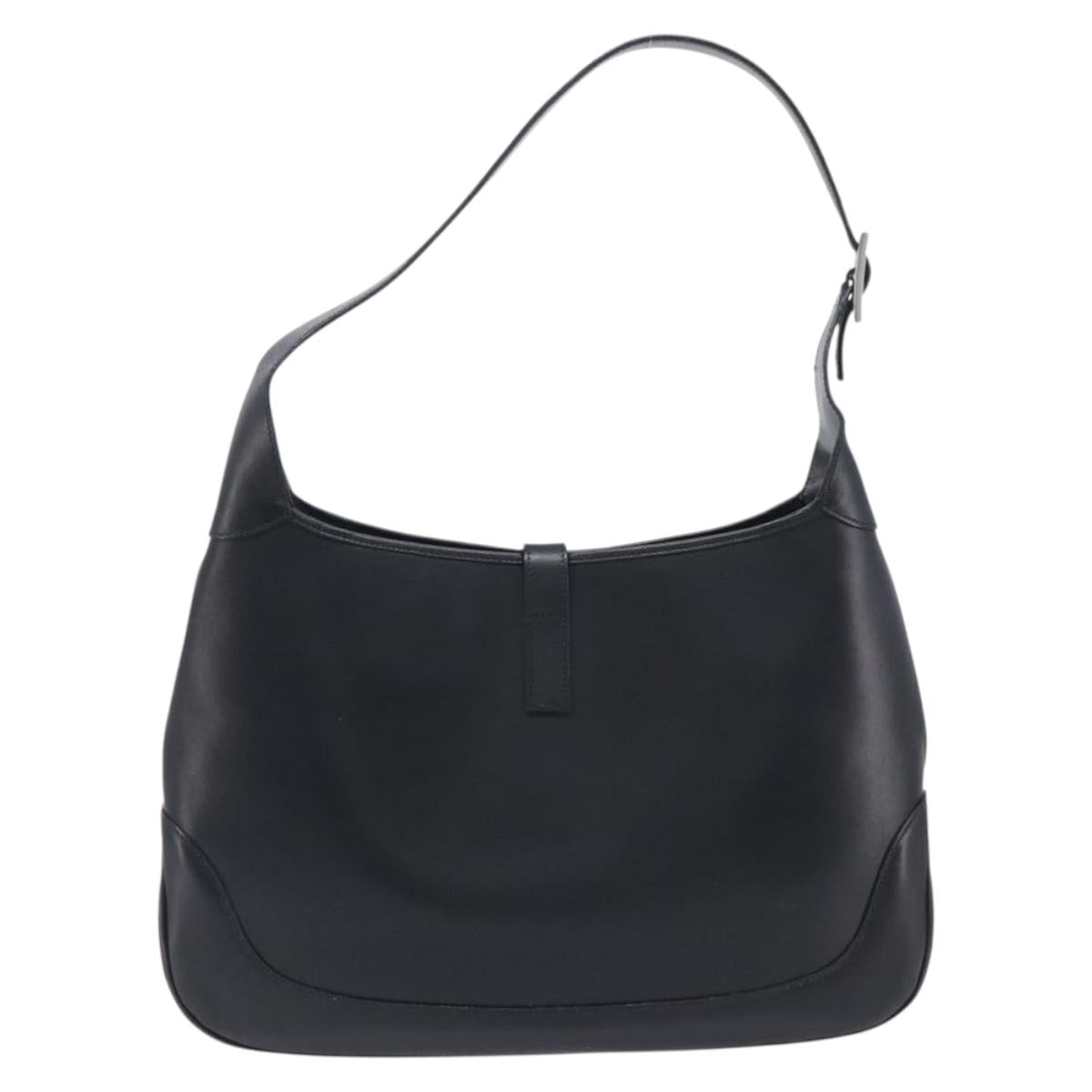 GUCCI Jackie Shoulder Bag Leather Black Silver 001 3346 Auth 207926A