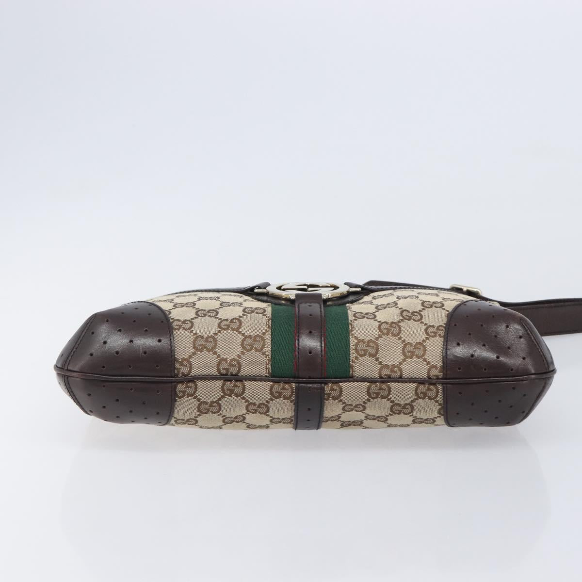 GUCCI GG Canvas Web Sherry Line Interlocking G Shoulder Bag 131033 Auth 207927A