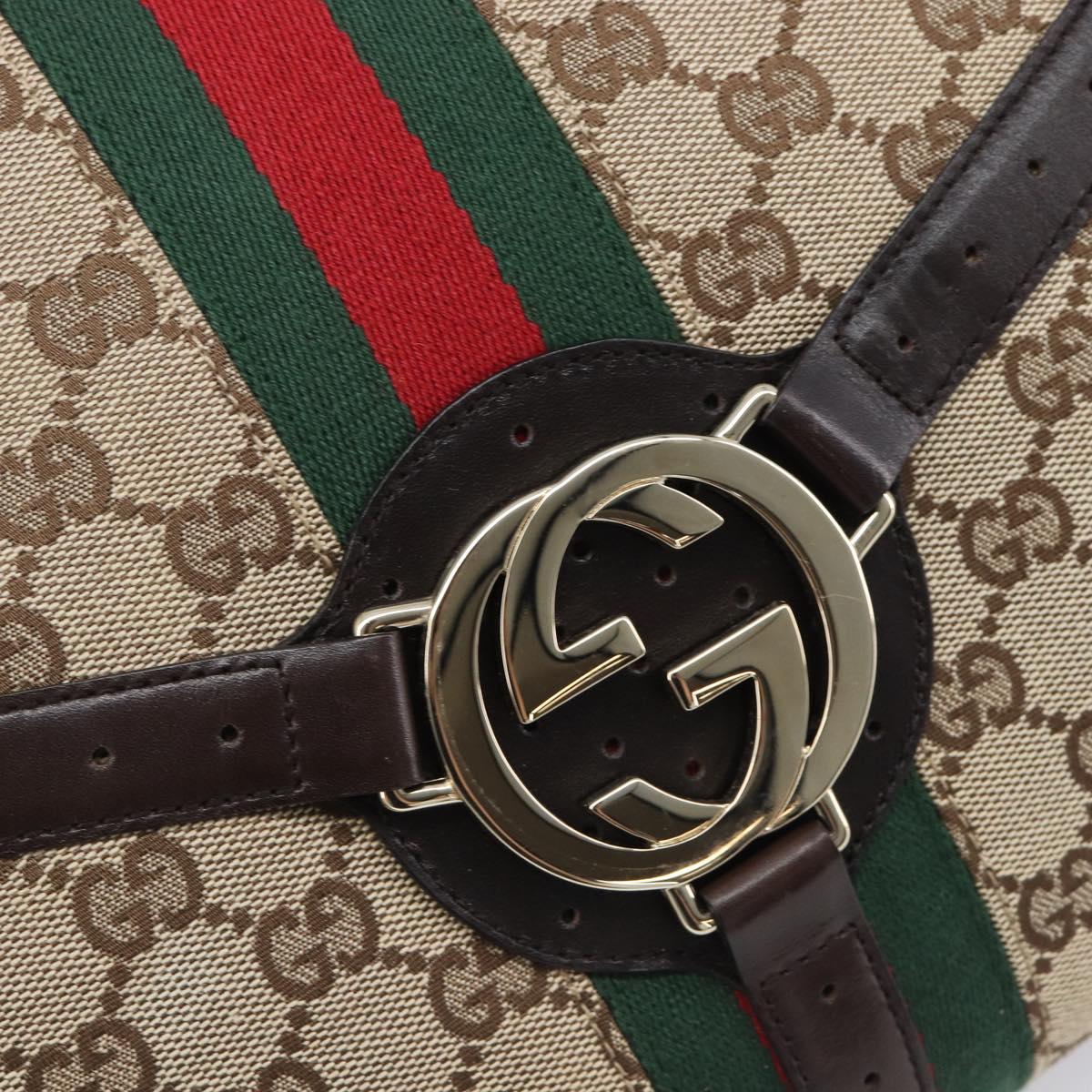 GUCCI GG Canvas Web Sherry Line Interlocking G Shoulder Bag 131033 Auth 207927A