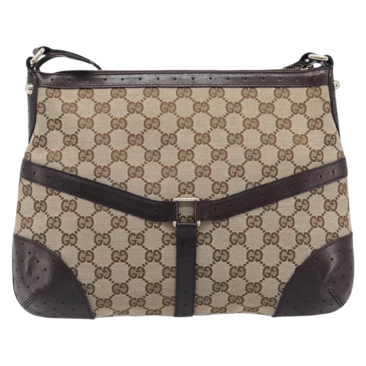 GUCCI GG Canvas Web Sherry Line Interlocking G Shoulder Bag 131033 Auth 207927A