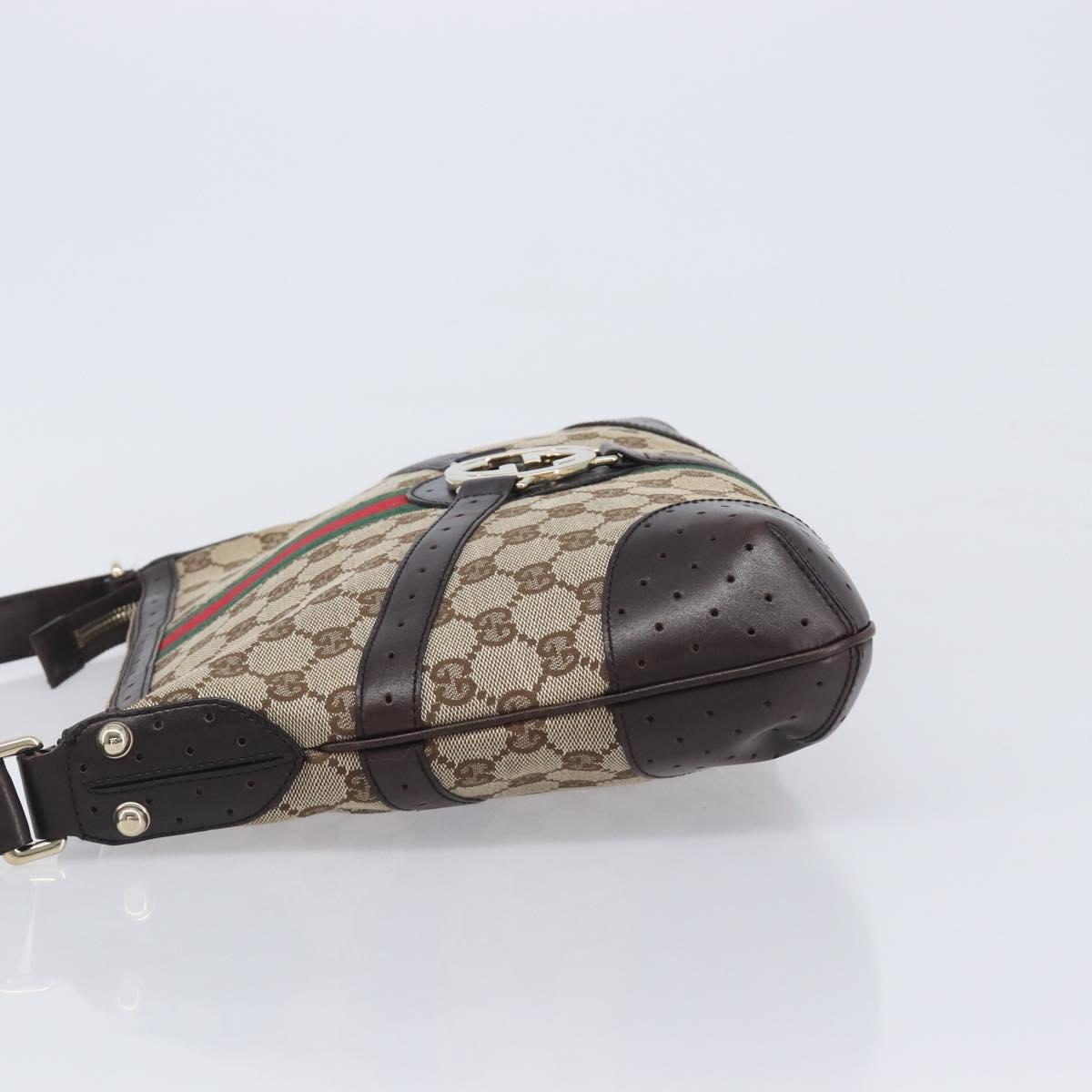 GUCCI GG Canvas Web Sherry Line Interlocking G Shoulder Bag 131033 Auth 207927A