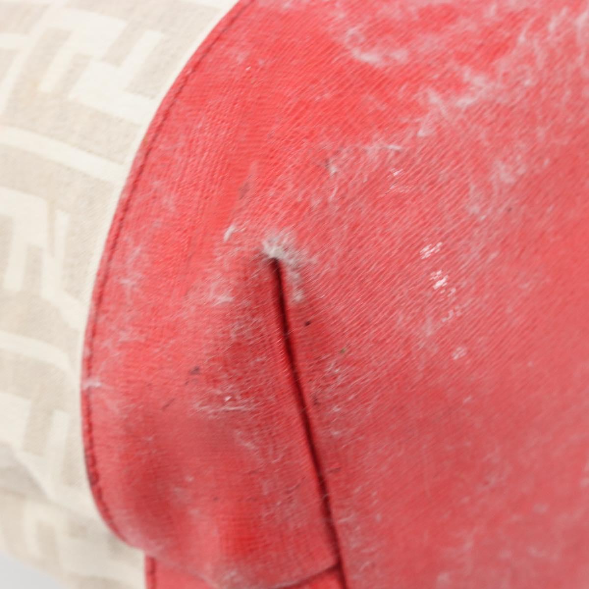 FENDI Zucca Canvas Tote Bag Beige Red 8BH185 Auth 207928