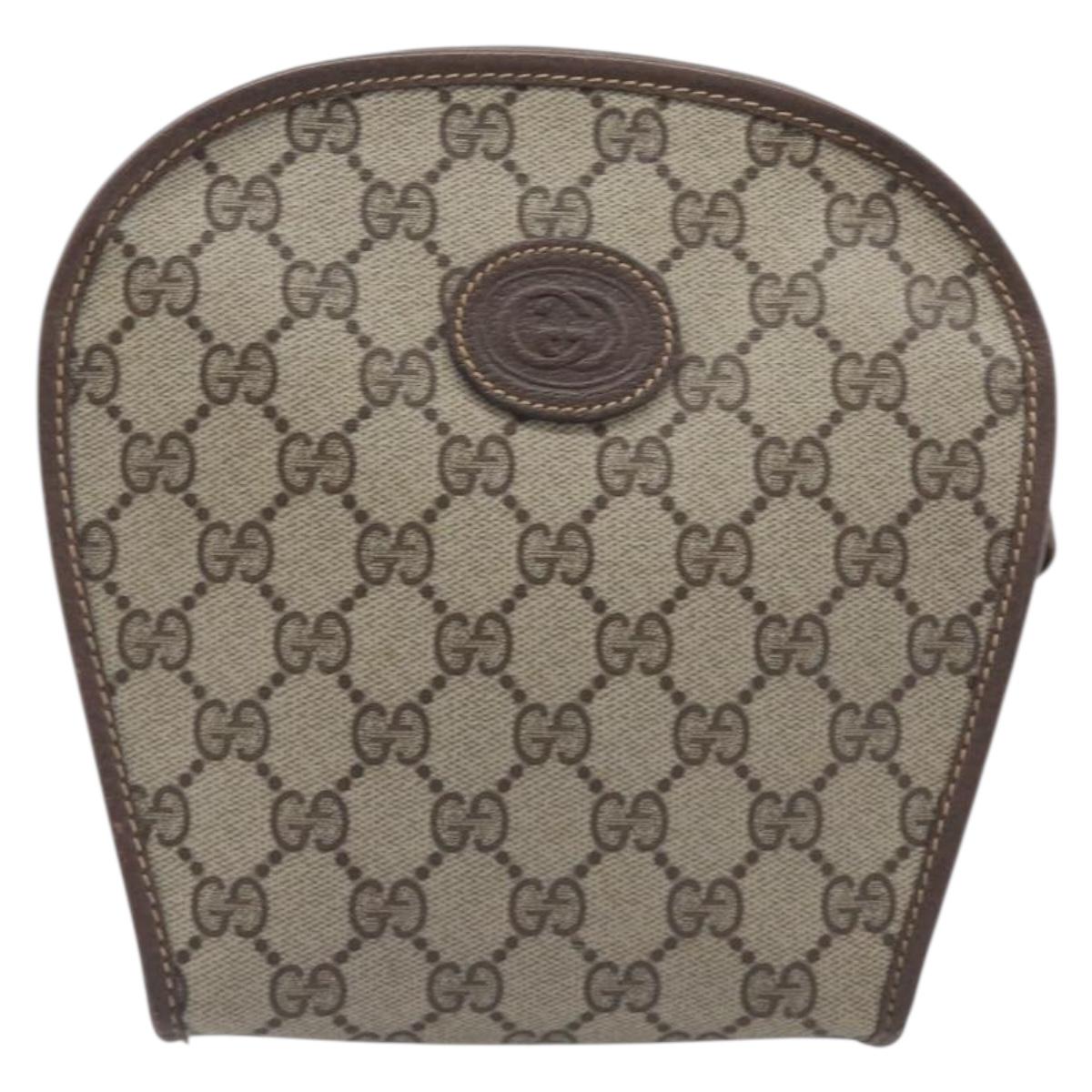 GUCCI GG Supreme Shoulder Bag PVC Beige Gold Tone 007 89 1096 Auth 207931