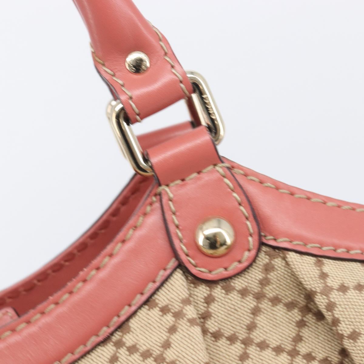 GUCCI Diamante Sukey Hand Bag Canvas Beige Gold Tone 211944 Auth 207934V