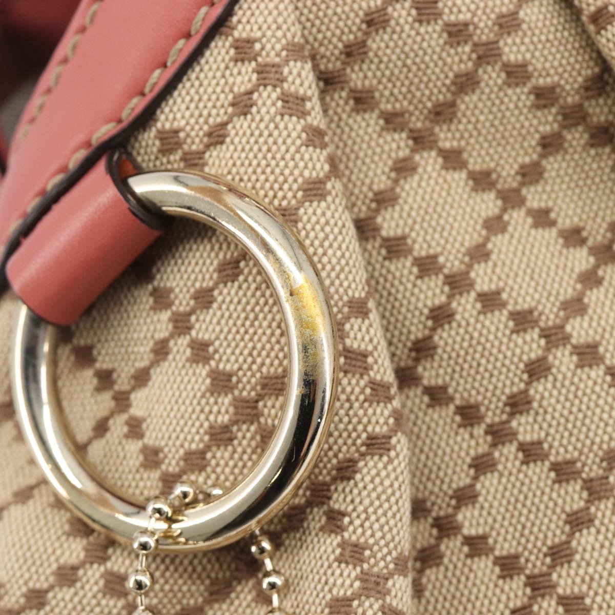 GUCCI Diamante Sukey Hand Bag Canvas Beige Gold Tone 211944 Auth 207934V